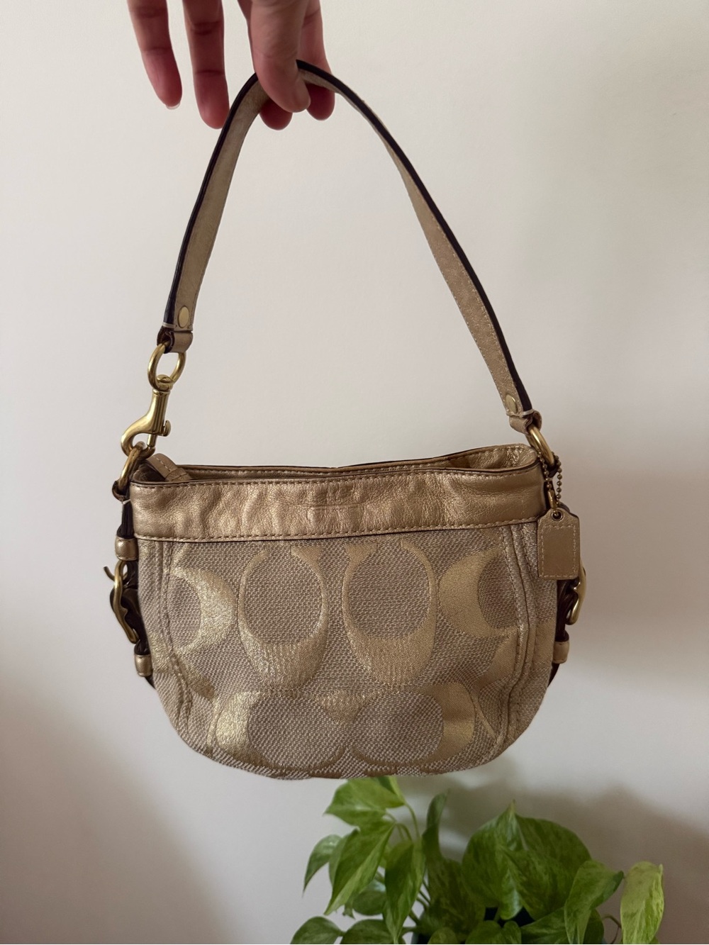 Coach mini Zoe Metallic Gold Signature Shoulder Bag
